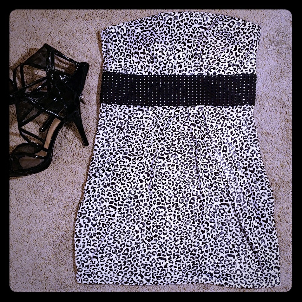 Strapless Cheetah Print Dress